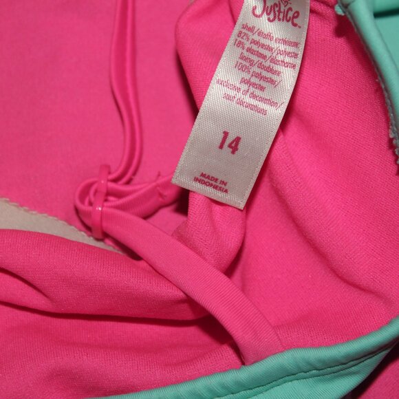 Blue Flamingom 1 Pcs Justice SAwimsuit Size 14 - Picture 3 of 9